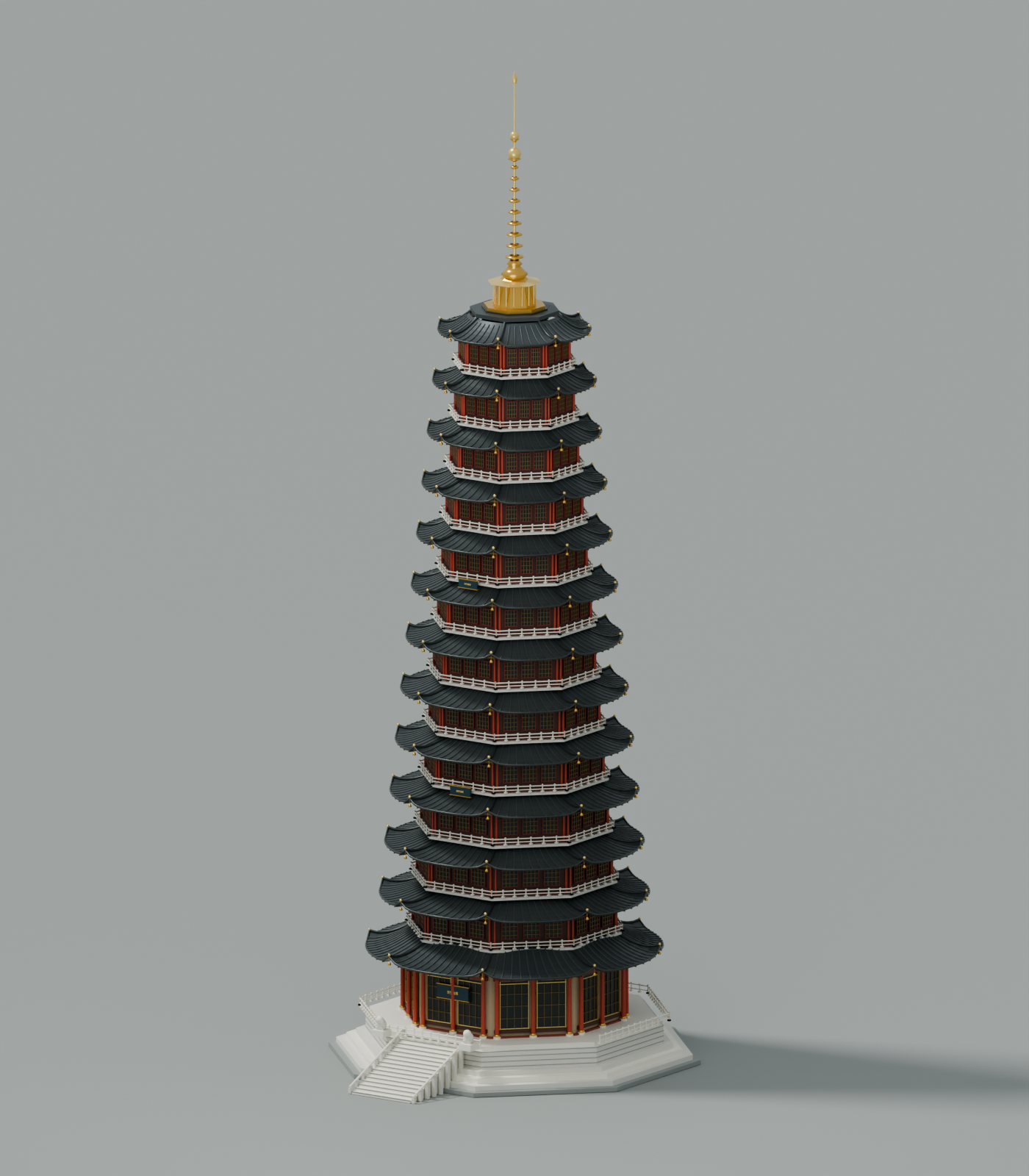 常州天宁宝塔三维模型主视图